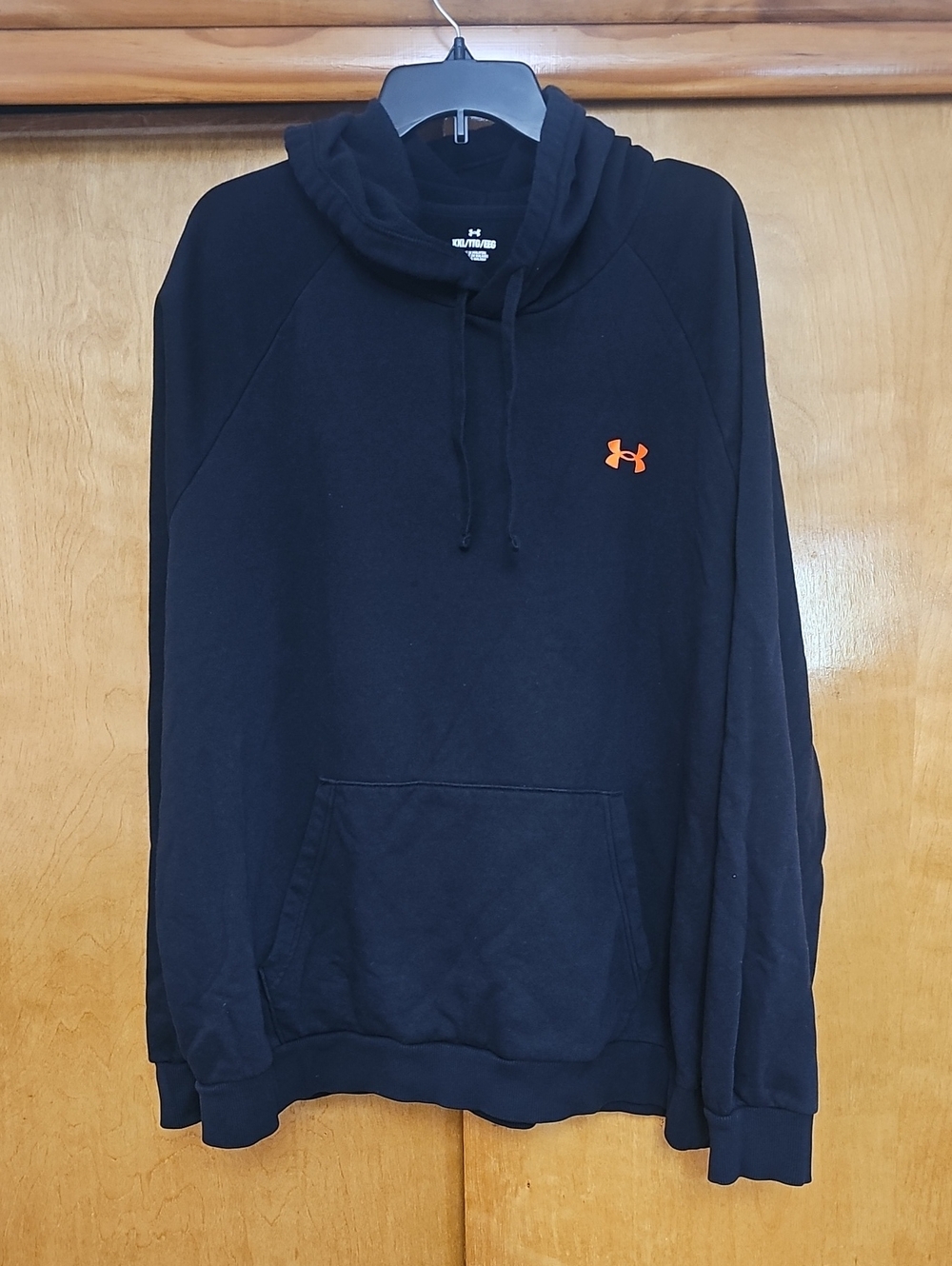Under Armour Black Pullover Hoodie with Orange Logo Accent